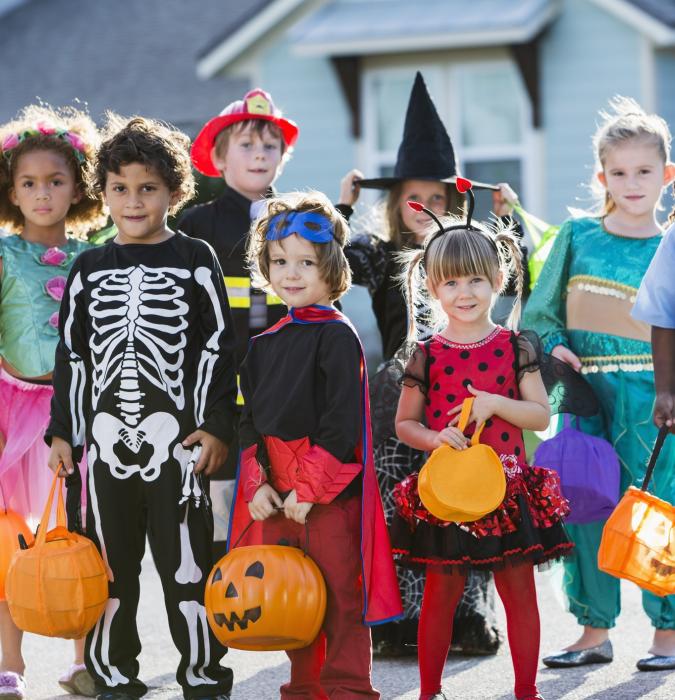 Children in Halloween costumes